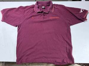 Vintage Nike Team Virginia Tech Hokies Maroon Waffle Knit Polo Shirt